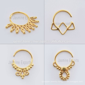 Handmade Gold Plated 925 Sterling Silver Septum Nose Ring, Wholesale Septum Jewelry - Nose Ring Jewelry Manufacture